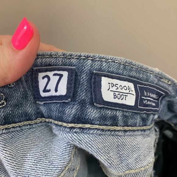 Miss Me Thick Stitching Rolled Cuffed Bedazzled Jean Shorts - Picture 3 of 9